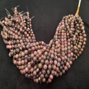 8mm Natural Rhodonite <b>Crystal</b> Agate Bead Strands Semi-Precious Stone Carved for <b>Healing</b> Crafts Gemstone Material - Product Image 2