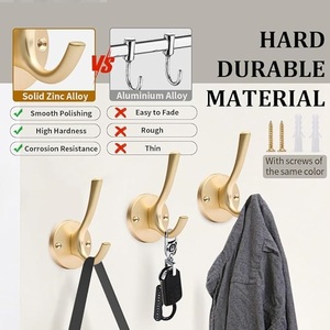 Heavy Duty Flared Aluminium Wall Mounted Coat <b>Hooks</b> Utility <b>Hooks</b> for Clothing Scarf Bag <b>Towel</b> & Key Prong <b>Hook</b> Screws Included - Product Image 5