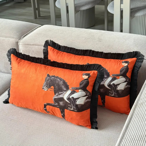 Double-Sided Printed Decorative Fringed Cushion <b>Cover</b> 35x50 Raschel Fabric Luxury <b>Throw</b> Pillow Case for <b>Sofa</b> Living Room Home NF - Product Image 1