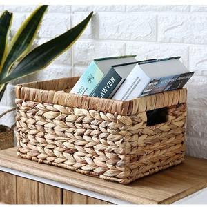 Vietnam artisanat fait à la main jacinthe d'eau panier de rangement en osier paille naturelle paniers de rangement boîte avec poignées pour l'organisation de la maison - Product Image 1