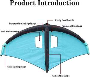 Cometa inflable portátil de aluminio de mano ligera con alas de surf con ventanas para deportes acuáticos y surf en la nieve - Product Image 3