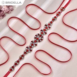 Bridella bs165r Màu Đỏ Rhinestone điều chỉnh phù hợp với vành đai đám cưới cho đám cưới proms & sự kiện chính thức - Product Image 1