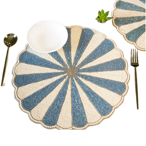 Manteles individuales con cuentas de acento de mesa con forma de flores intrincadas para fiestas de boda, mantel para decoración de mesa de comedor de glowin fashion - Product Image 4