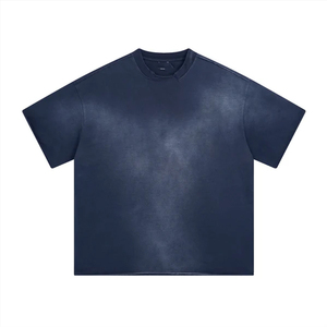 T-shirt lavé à bord brut surdimensionné personnalisé à la mode 305gsm t-shirts délavés au soleil - Product Image 1