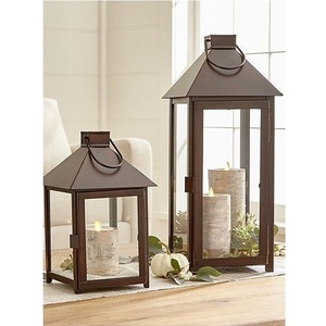 Mejor linterna de metal para el hogar interior/exterior, linterna de piso para acampar con vidrio, linterna decorativa para el hogar de Navidad - Product Image 3