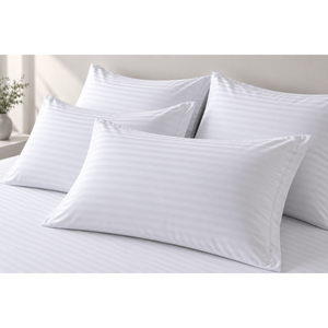 <b>White</b> Cotton Striped Satin Oxford Pillowcase 50x70+5 cm 210TC Hotel Quality - Product Image 3