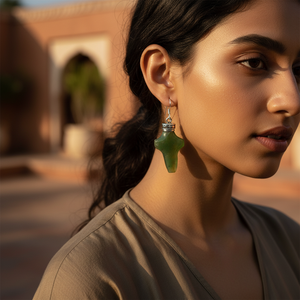 "925 Sterling Silver <b>Fashion</b> Green Jade <b>Drop</b> <b>Earrings</b> for Her" - Product Image 1