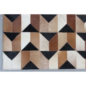 Alfombra Rectangular Grande de Cuero con Pelo, Hecha a Mano, Delgada, Antideslizante, con Diseño Abstracto, para Sala de Estar, Dormitorio o Pasillo - Product Image 2