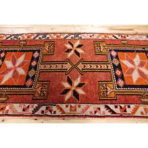 Turkish Rug, <b>Runner</b> 4,1x11,3 ft Vintage Rug, <b>Red</b> Striped Wool Rug - Product Image 4