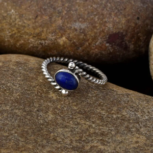Bague en pierres précieuses Lapis Lazuli naturel en argent sterling 925 Dainty fait à la main Déclaration Fine Jewelry Wholesale Supply de l'Inde - Product Image 3