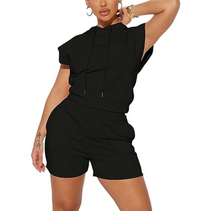 Sweats à capuche pour femmes Sweat à capuche sans manches 100% coton éponge gym entraînement pour femmes sweats à capuche sans manches teints en noir couleur unie - Product Image 4