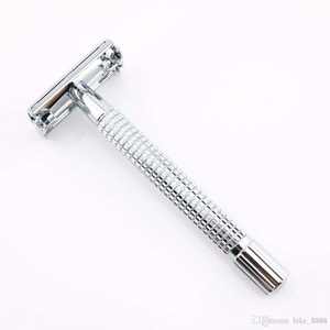 Maquinilla de afeitar de seguridad para peluquero para hombre con mango largo, hoja de acero inoxidable de doble filo, cara de hombre y mujer, logotipo de cabeza - Product Image 1