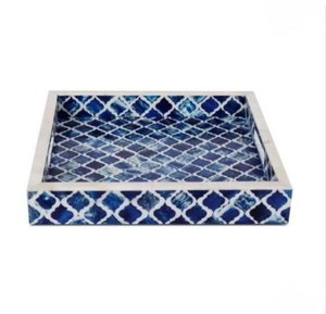 Plateau de qualité supérieure en nacre et résine avec motif floral antique pour le petit-déjeuner, le thé, le café, le rangement et les cadeaux - Product Image 5