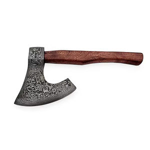 Hacha de Acero de Damasco de Alta Calidad con Mango de Madera Clásico y Funda de Cuero Hecha a Mano, Grado Industrial/DIY para Caza, Camping y Exhibición - Product Image 1