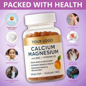 Vitamines gélifiées Ca <span class=keywords><strong>Mg</strong></span> Zn D3 <span class=keywords><strong>B12</strong></span> Folate Sureau Sans gluten Sans allergènes pour la santé des os et des dents de la famille Vente en gros OEM - Product Image 3