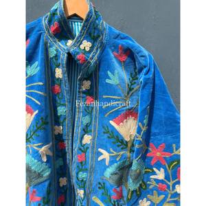 Unisex Embroidery <b>Jacket</b> Suzani Fabric Short <b>Jacket</b> Coat Handmade Winter Unisex <b>Jacket</b> With Inside Cotton Lining Hippies Style - Product Image 2