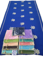 Châle en voile de coton en gros, broderie florale, bordure géométrique en losanges, bord festonné, léger, pour femme, OEM ODM personnalisé