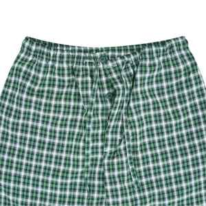 Pijama tejido con bolsillo cruzado a cuadros verdes Pantalones de salón de ajuste regular Tela CVC suave, cintura con cordón y bolsillos laterales Ropa de dormir - Product Image 4