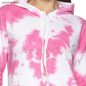 Sudadera con capucha transpirable elegante para mujer con estampado Tie Dye y ajuste deportivo para el rendimiento diario Sudadera con capucha con estampado Tie Dye - Product Image 5