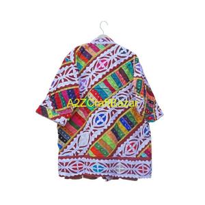 Chaqueta Kantha India Hecha a Mano de Algodón Puro, Abrigo de Invierno Acolchado con Bordado Calado Multicolor, Ropa de Mujer, Regalo - Product Image 5