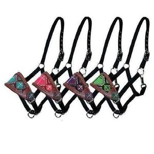 Cuir perlé Bronc nez licou Multifonctionnel ensemble Cheval Muserolle Durable Bronc cuir licou personnalisé perlé strass tack - Product Image 1