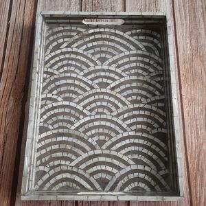 Plateau en nacre élégant avec cadre en bois pour plateau de nourriture serveur de chocolat ou panier cadeau - Product Image 3