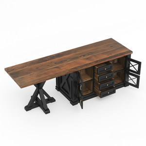 Luxury Customized Two-Tone Modern <b>Kitchen</b> <b>Island</b> Solid Teak Wood Storage Drawers Cabinets Dining - Product Image 6