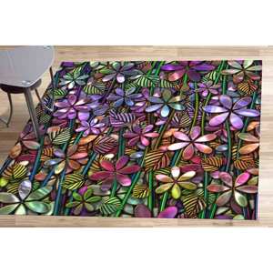 Tapis imprimé d'art floral coloré - Moderne, cadeau personnalisé, avec tapis à poils doux - Product Image 3