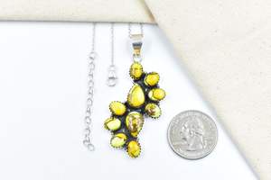 Pendentif en argent sterling turquoise Dahlia miel fait à la main avec chaîne réglable de 18 pouces cadeau de bijoux unique - Product Image 4