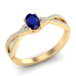 REYES 14K 18K Or Jaune Moissanite Bagues de Fiançailles Prix de Gros 0.5 Carat Bleu Saphir Pierre Précieuse Taille Ovale Fine Jewelry - Product Image 1