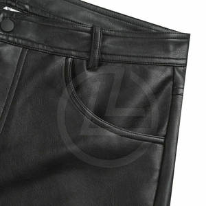 Pantalones cortos de cuero de calle alta sólidos de cintura media para hombres con cierre de mosca de botón Ligero Transpirable Personalizable - Product Image 2