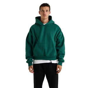 Sudaderas con capucha de ropa informal para hombres más vendidos Color verde oscuro Sudadera con capucha de hombro caído para hombres al aire libre para niños - Product Image 3