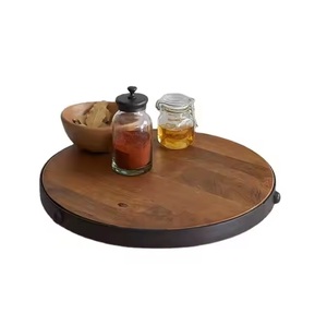 Serveur de fruits et boissons Lazy Susan Round Spinning Rack en bois disponible en qualité supérieure pour les ustensiles de cuisine et la vaisselle - Product Image 2