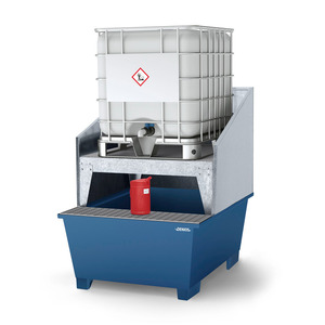 Bacino di contenimento in acciaio per 1 IBC da 1000 litri, con area di riempimento - Product Image 3