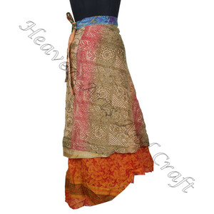 ใหม่กระโปรงผ้าไหมมหัศจรรย์ rajasthani 2ชั้นย้อนกลับได้ชุดส่าหรีผ้าไหมยาวกระโปรงชายหาดวินเทจผ้าไหมมหัศจรรย์38" - Product Image 6