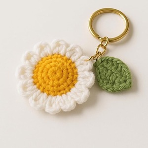 Crochet soleil fleur porte-clés tissage à la main mignon cadeau pour clés de voiture sac portefeuille sac à main femmes filles par les expéditeurs indiens - Product Image 5