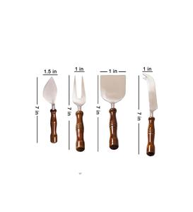 Nouvel ensemble de couteaux à couverts en acier inoxydable, finition argentée brillante, ensemble de couteaux à fromage, manche en bois coloré à vendre, ensemble cuillères/couteaux - Product Image 4