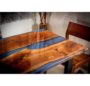<b>Top</b> Selling Handmade Rectangle Blue Epoxy <b>Resin</b> River Wooden <b>Table</b> <b>Top</b> Customized Home Office and Restaurant Decorative - Product Image 4