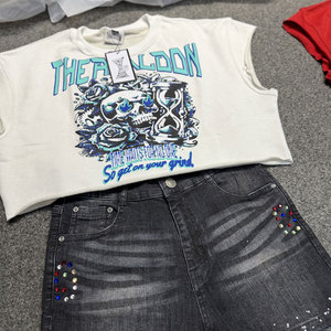 Nueva Llegada de Verano, Conjunto de Camiseta y Pantalones Cortos para Hombre con Pedrería, de Alta Calidad, al por Mayor, con Impresión de Logotipo Personalizado, 100% Algodón, de Secado Rápido - Product Image 3