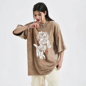 Vente en gros T-shirt vintage unisexe surdimensionné délavé à l'acide 100% coton T-shirts vintage lourds T-shirts surdimensionnés à épaules tombantes - Product Image 6