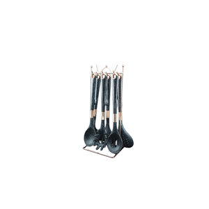 Ensemble de 7 cuillères en silicone résistant à la chaleur, sans BPA, importées, avec manche en nylon noir à pois, antiadhésives, pour ustensiles de cuisine - Product Image 2
