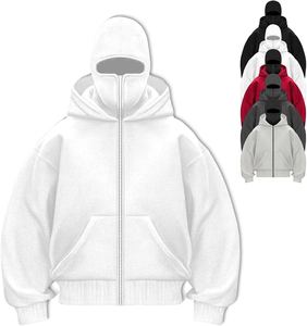 Sweat à capuche d'hiver pour homme 100% coton avec cagoule et double capuche pour un ajustement personnalisable par temps froid Sweat à capuche double capuche - Product Image 4