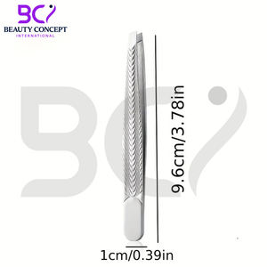 แหนบคิ้วปลายเฉียงสแตนเลสคุณภาพสูง ด้ามจับแบบมีลายเฉพาะตัว อุปกรณ์กำจัดขนคิ้วและขนตา - Product Image 2