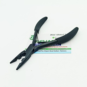 Herramientas profesionales multifuncionales para extensiones de cabello, alicates para extensiones de cabello de acero inoxidable de Color negro, mango de goma suave 2 - Product Image 6