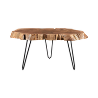 Table basse extensible en bois d'acacia de vente chaude avec base en acier pour l'usage industriel de barre et de parc à la maison