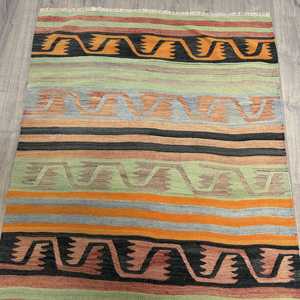 พรมคิลิมวินเทจขนาด 3.3x11.5 ฟุต สีน้ำตาลลายดอกไม้ พรมขนสัตว์ตุรกี - Product Image 4