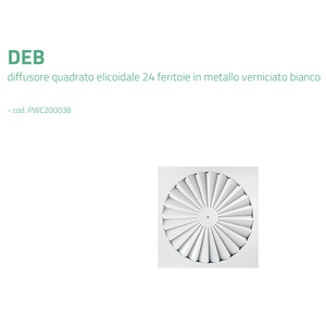 Difusor de Aire Acondicionado Helicoidal Cuadrado Tecnosystemi DEB con 24 Ranuras, Metal Pintado en Blanco, Pieza para Sistemas HVAC - Product Image 2