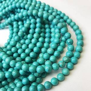 Perles rondes lisses en Howlite Turquoise naturelle de 4mm pour la fabrication de bijoux chez le fabricant en gros en ligne AAA - Product Image 1