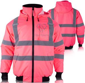Blouson de sécurité d'hiver réfléchissant haute visibilité vêtements de travail personnalisé Blouson aviateur à capuche pour femmes Veste de sécurité matelassée haute visibilité - Product Image 5