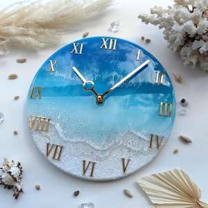 Handmade Colorful Epoxy Resin Quartz Wall <b>Clock</b> with Gold Accents <b>Art</b> <b>Deco</b> Design Home Decor Artistic Crafts for Sale - Product Image 1